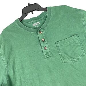 Duluth Trading Co Longtail T Henley Pocket Shirt Green Cotton Relaxed Fit L Mens